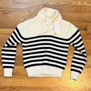 Yallet Baby 12-18 M White Black Striped Long Sleeve Pullover Cotton Knit Sweater